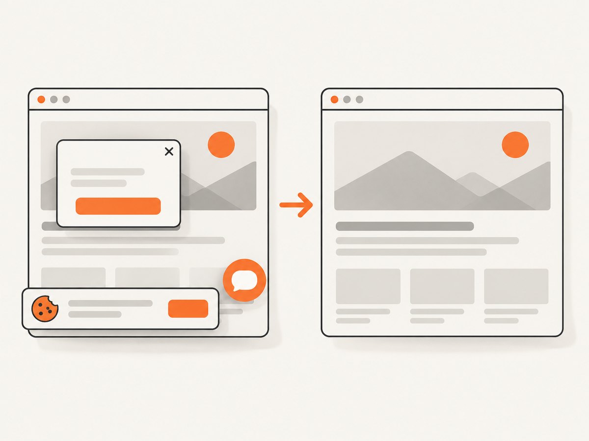 A screenshot API can clean common overlays before capturing a page.