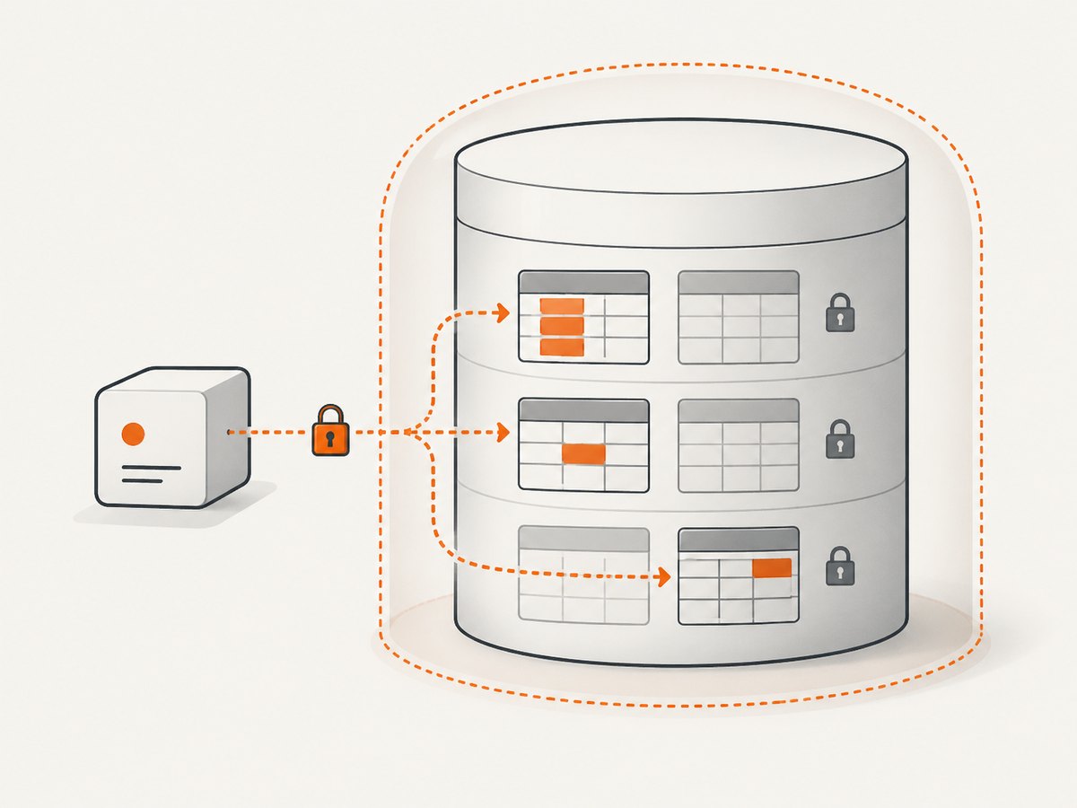 A dedicated database role should expose only the tables and operations the MCP tools require.