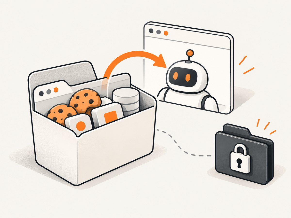 Persistent profiles and saved authentication state preserve login data without taking over a user's live browser.