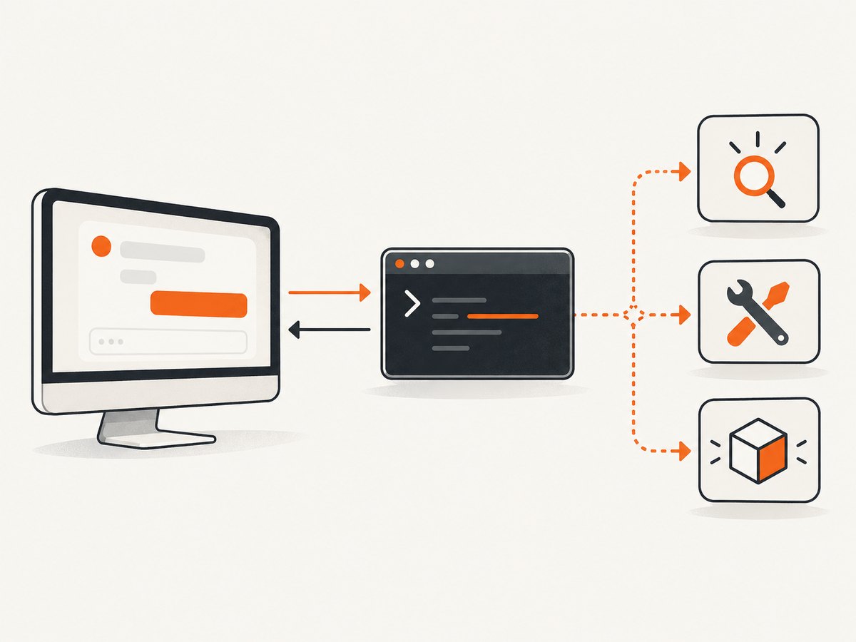 A local MCP client launches a server process and discovers its tools over stdio.