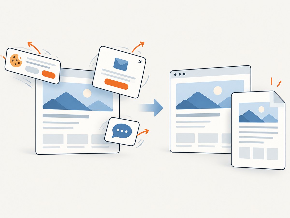 A clean capture can remove common overlays before generating the output.