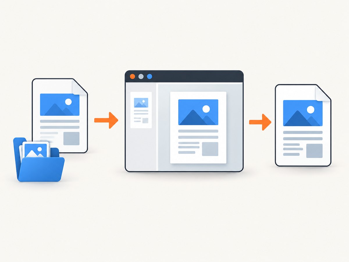 A saved HTML page is opened in Chrome and exported through print preview as a PDF.