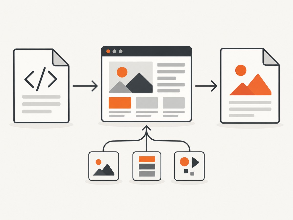 The conversion pipeline renders HTML and its resources before producing a PDF.