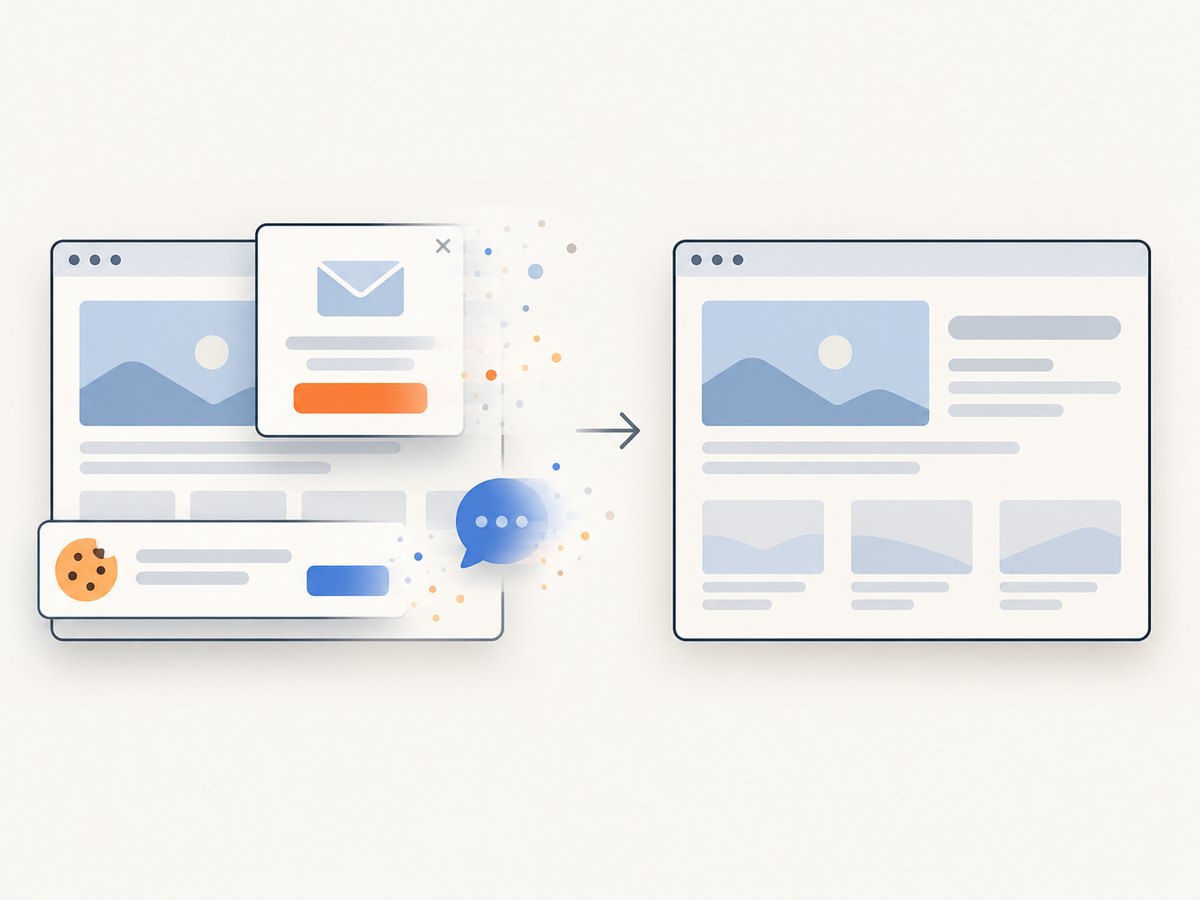 Consent overlays and popups can change what appears in a website capture.