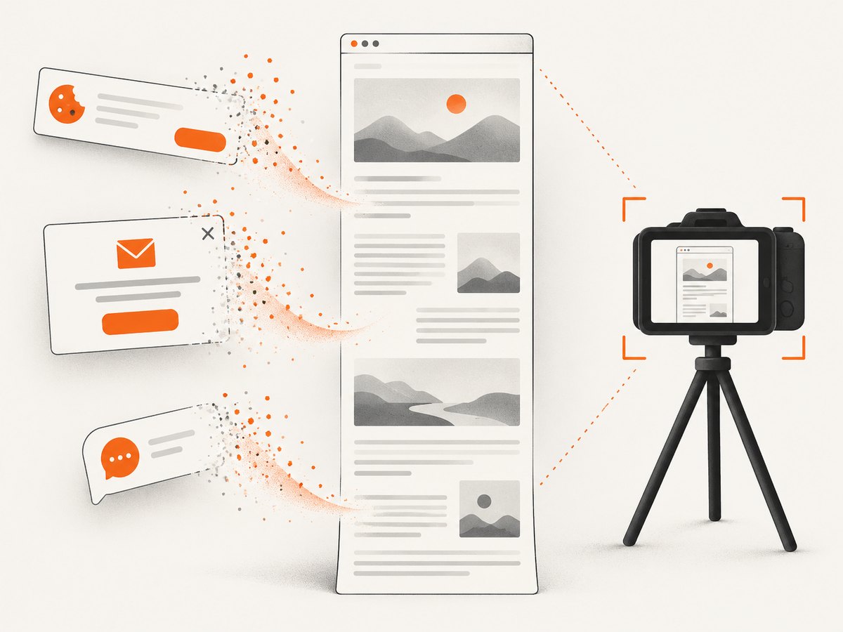 A clean capture removes overlays before the image is generated.