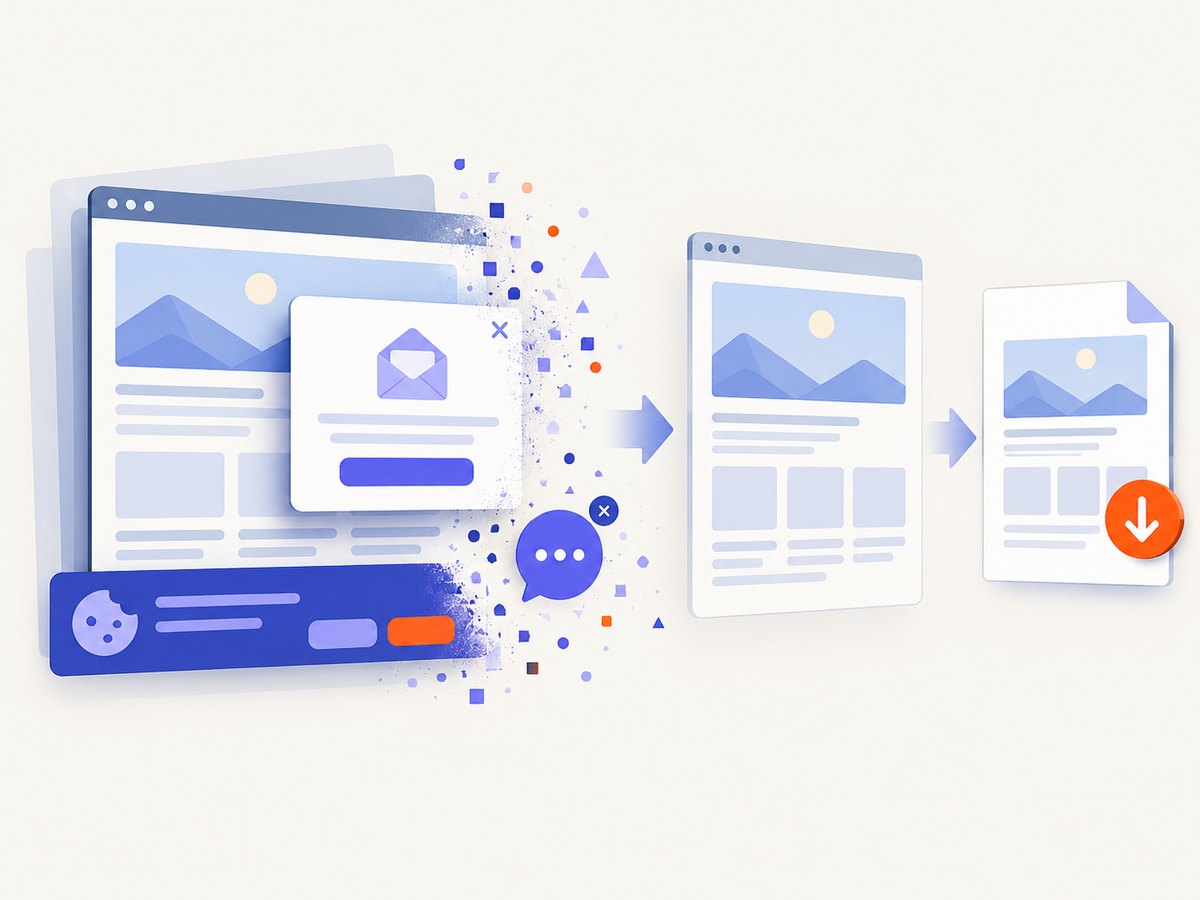 A clean capture can remove common overlays before rendering the page.