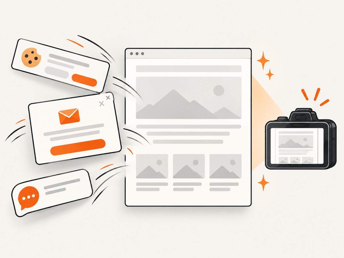 Hosted capture can remove overlays that would otherwise cover the document.