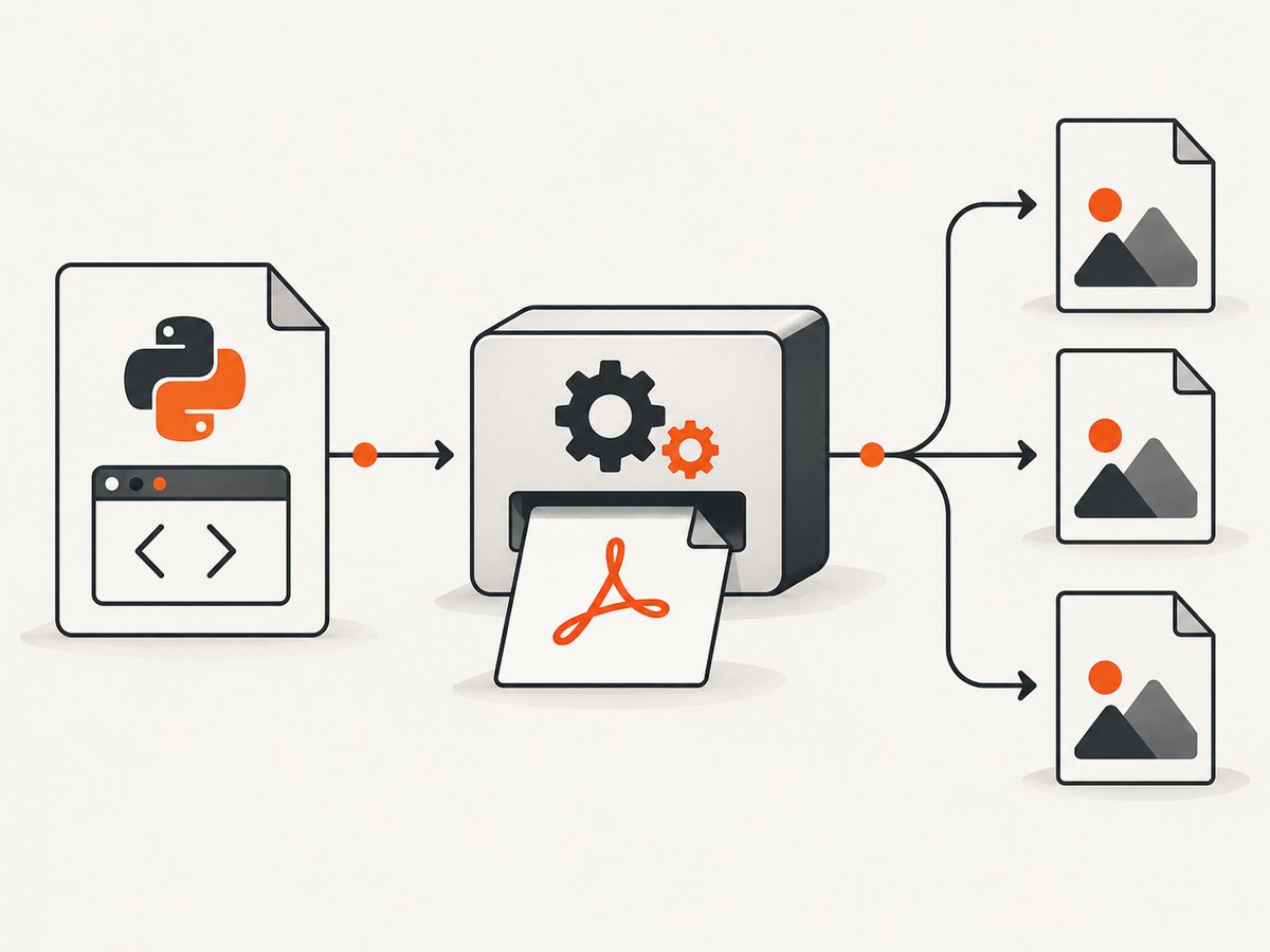 The practical image pipeline is HTML to PDF, then PDF pages to raster images.