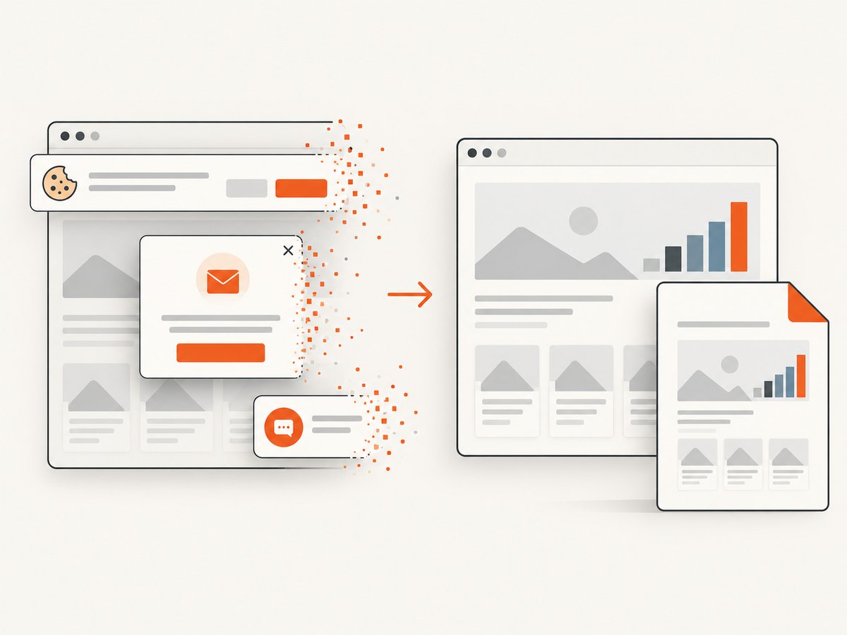 A capture service can remove common overlays before rendering the final document.