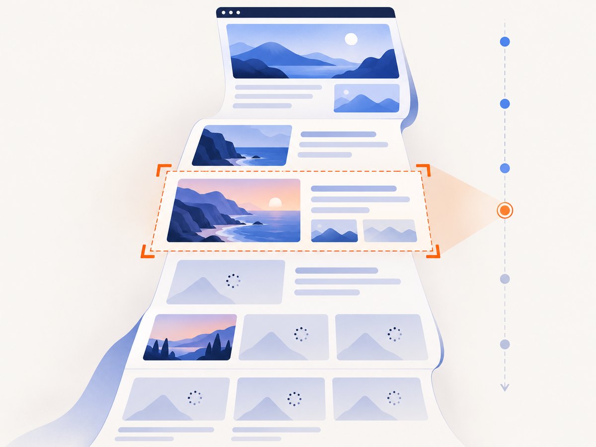 Full-page capture can require scrolling so lazy content has time to load.