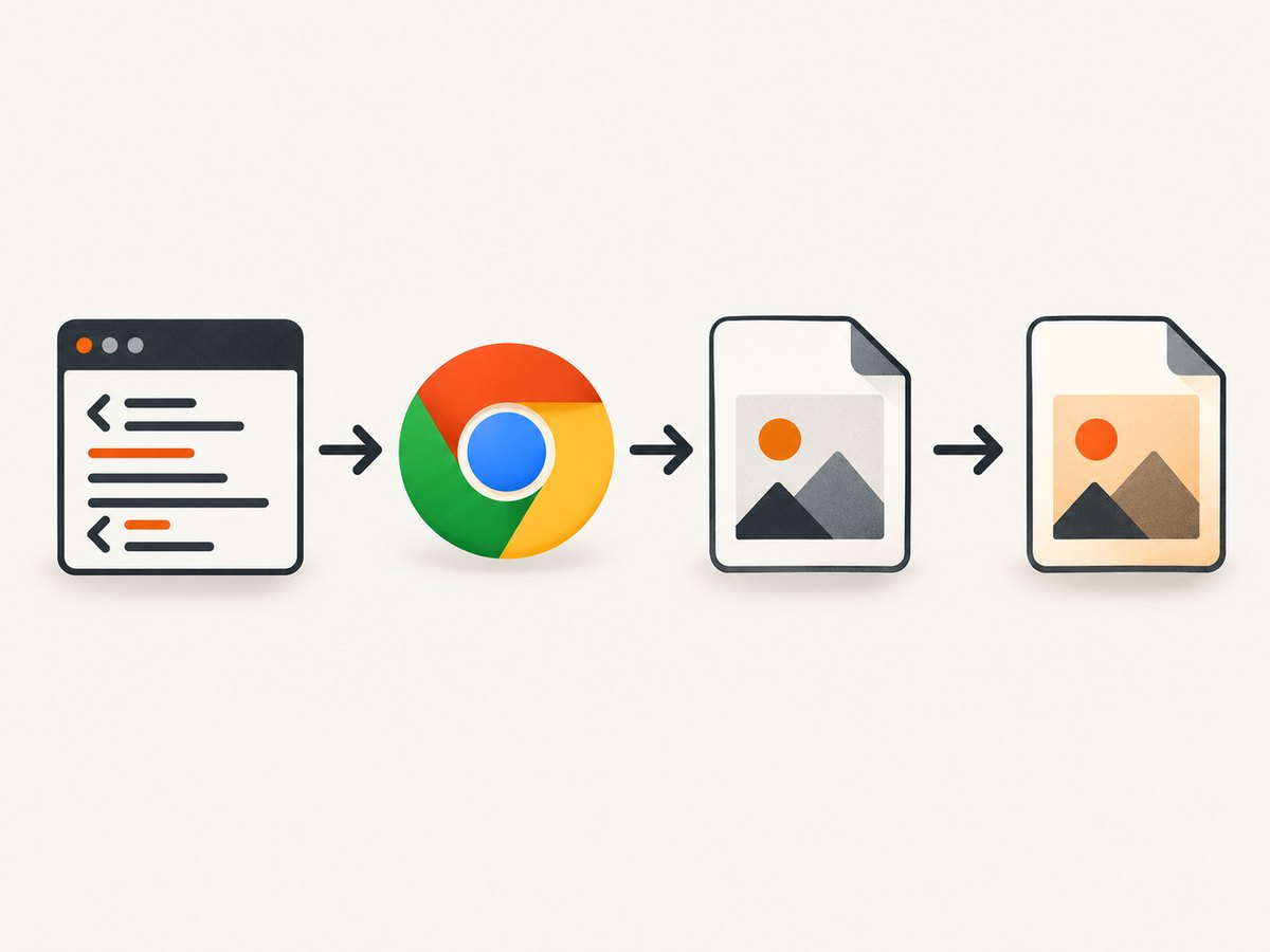 HTML is rendered first; JPG is a separate export step after the PNG capture.