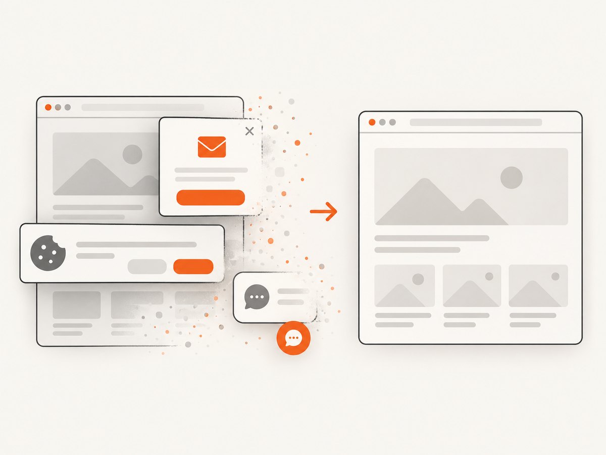 Cleanup before capture produces a usable page image without consent overlays and popups.