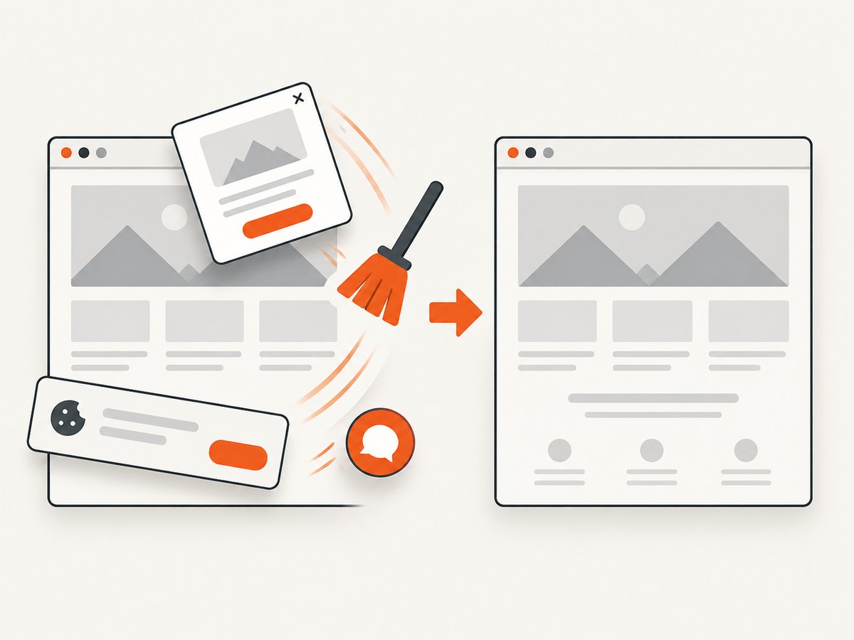 Pre-capture cleanup removes overlays that would otherwise cover the page content.