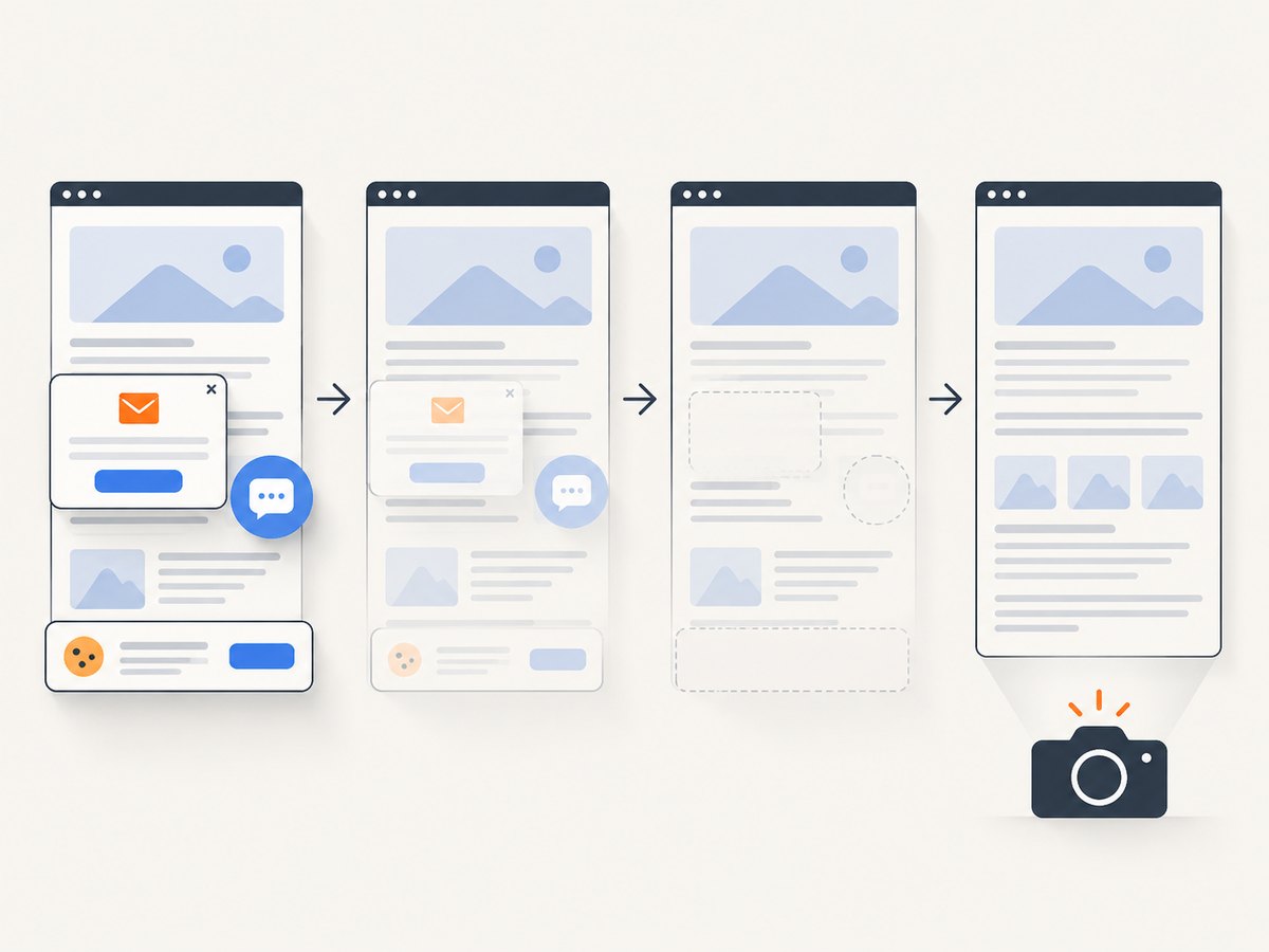 A hosted capture can clear common overlays before saving the page image.