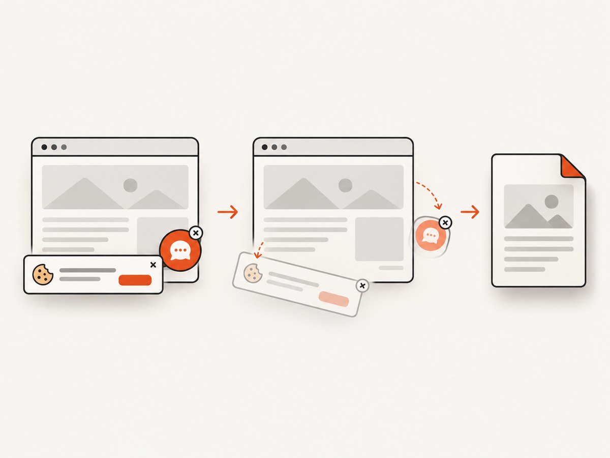 A capture service can clean consent banners and overlays before rendering.