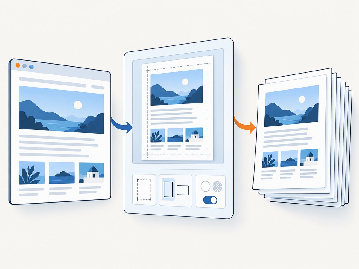 Print preview determines how the browser's rendered HTML becomes paginated PDF pages.