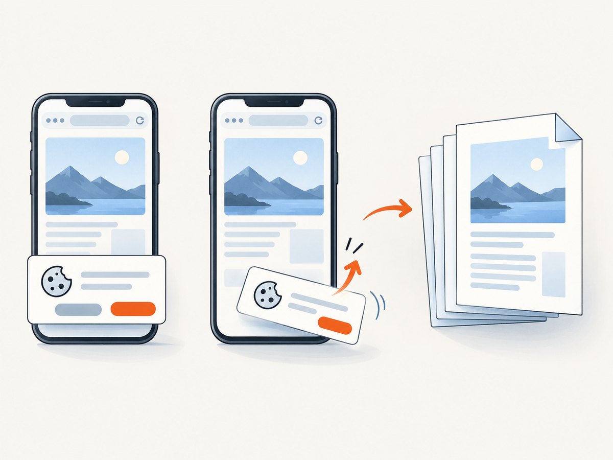 The browser renders the loaded page, then the saved PDF preserves the available content as pages.