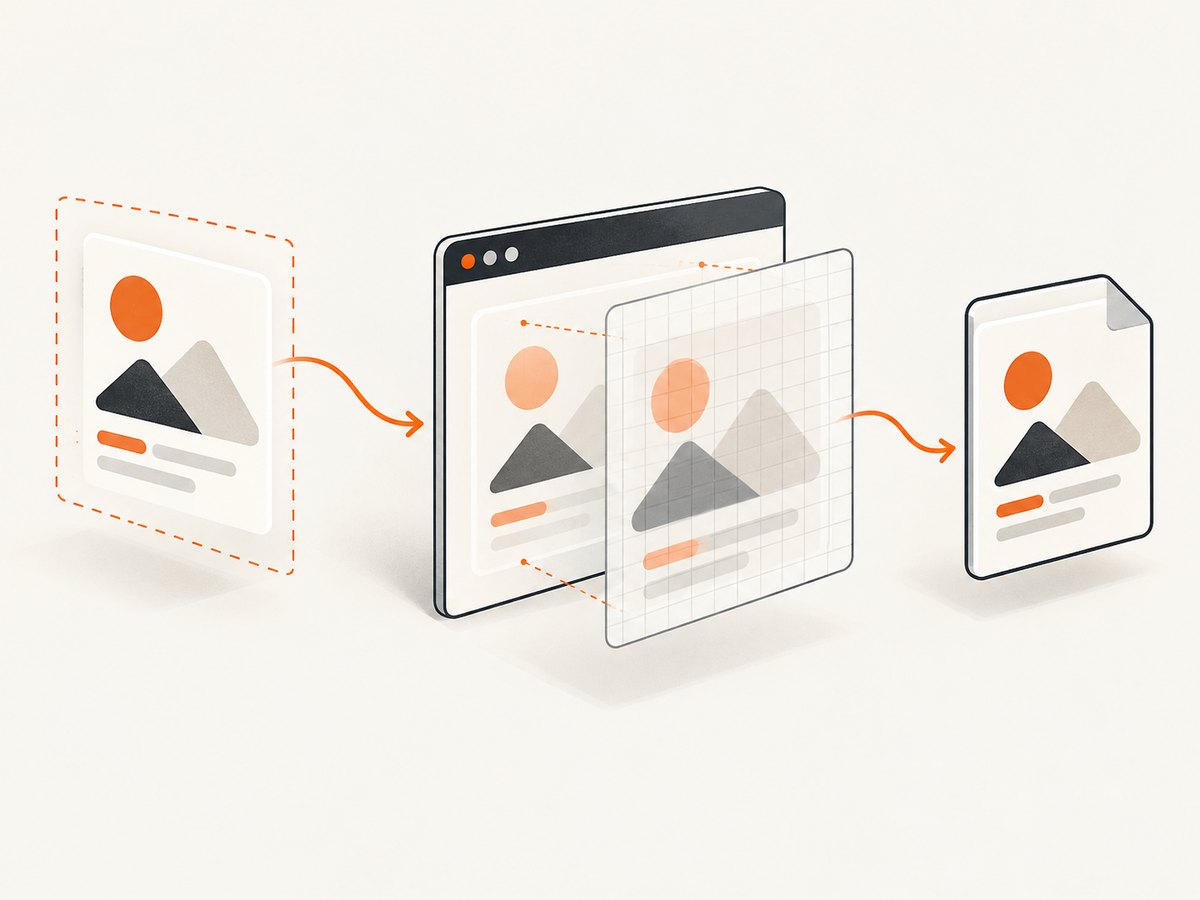 The browser-side flow: rendered Angular element, canvas reconstruction, then PNG export.