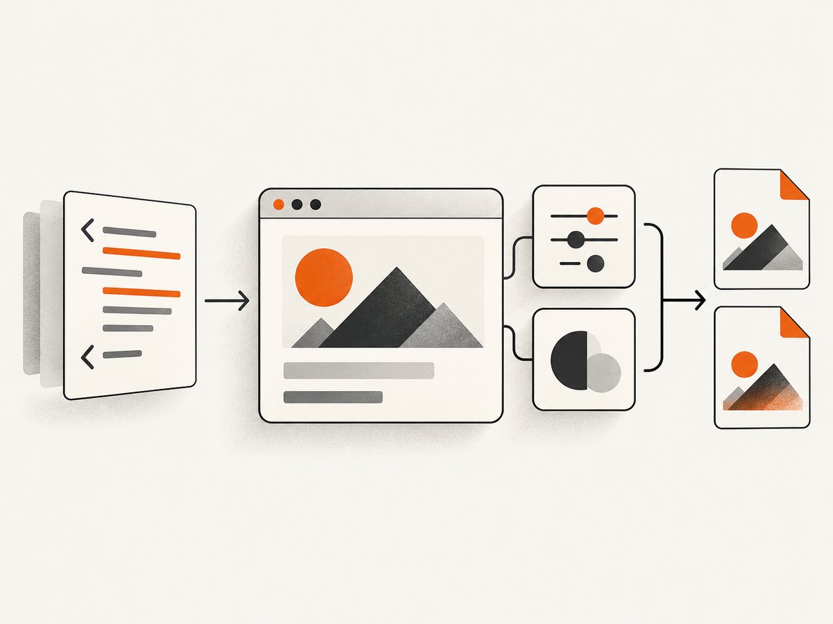 HTML becomes an image only after a browser renders its layout and assets.