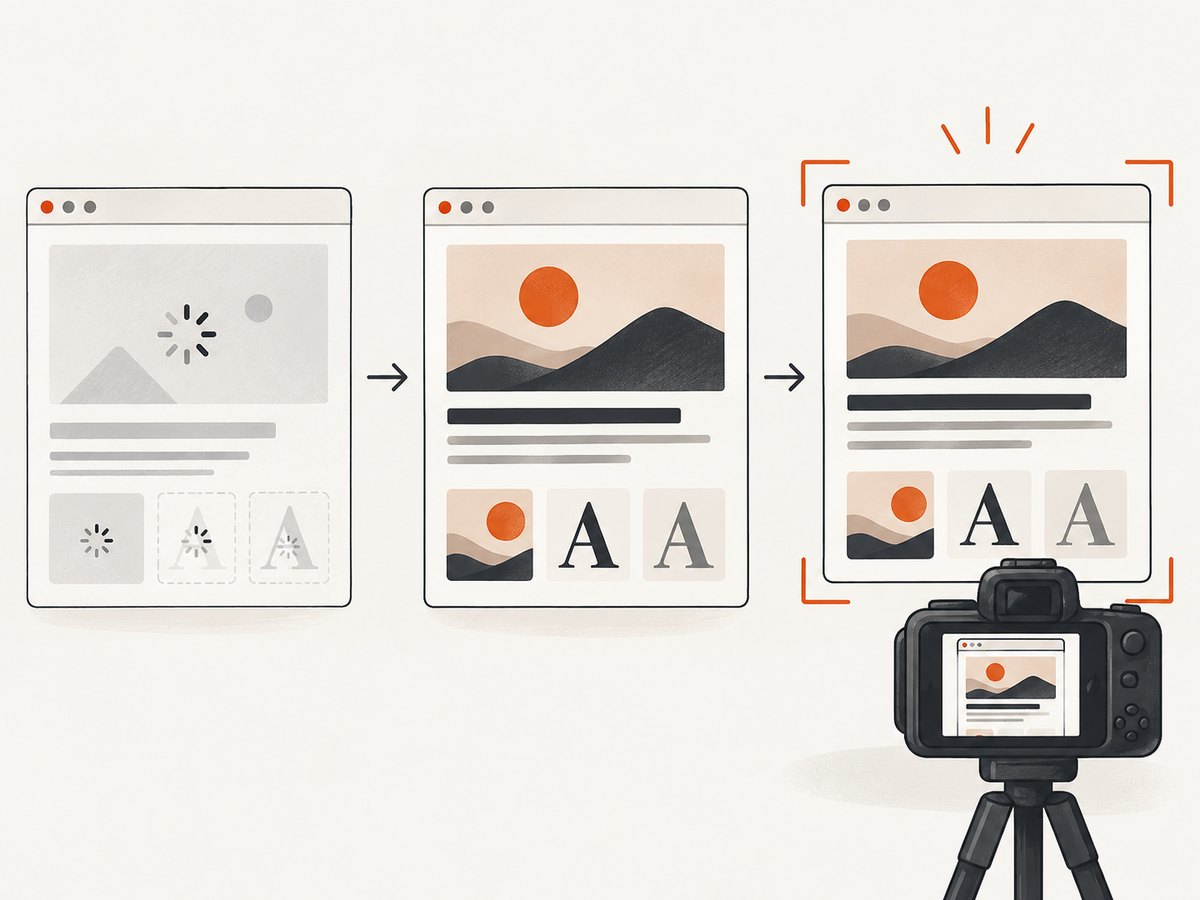 Wait for meaningful page content and needed assets before capturing the frame.