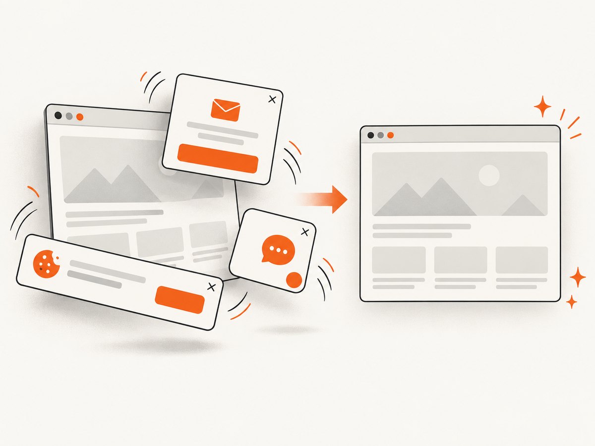 Consent banners and overlays can be removed before an automated capture.