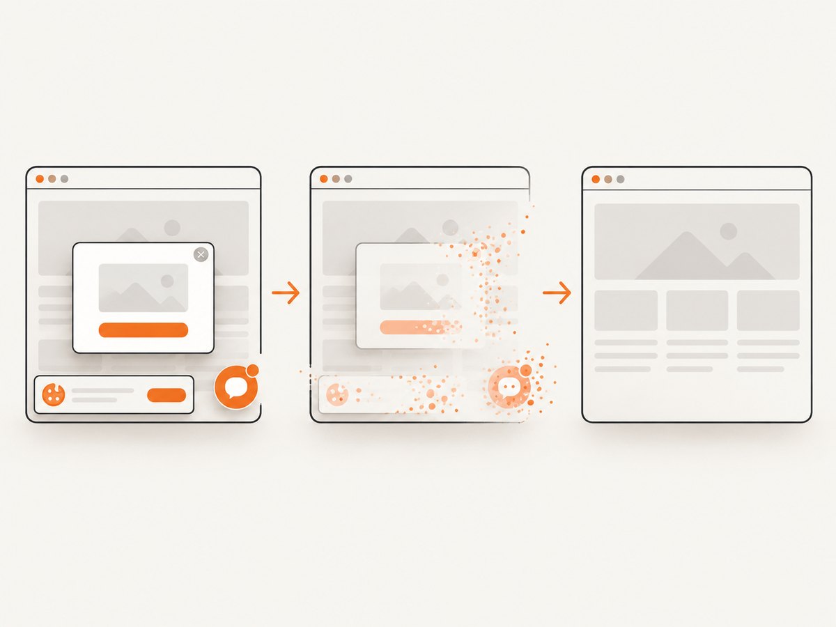 A rendering service can remove common overlays before capturing the page.