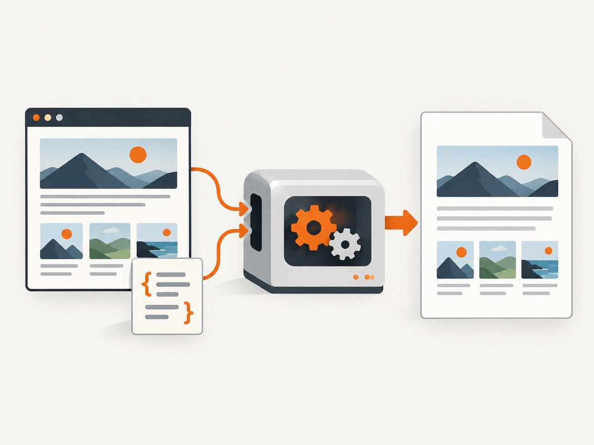 A converter maps structured HTML and local assets into an editable DOCX document.