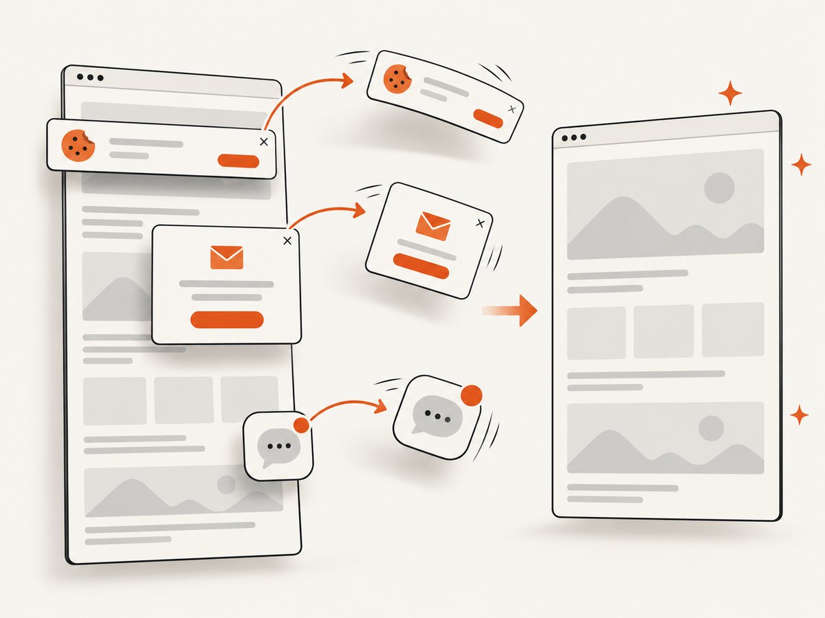 Consent banners, popups, and chat widgets can obscure the content you want to capture.
