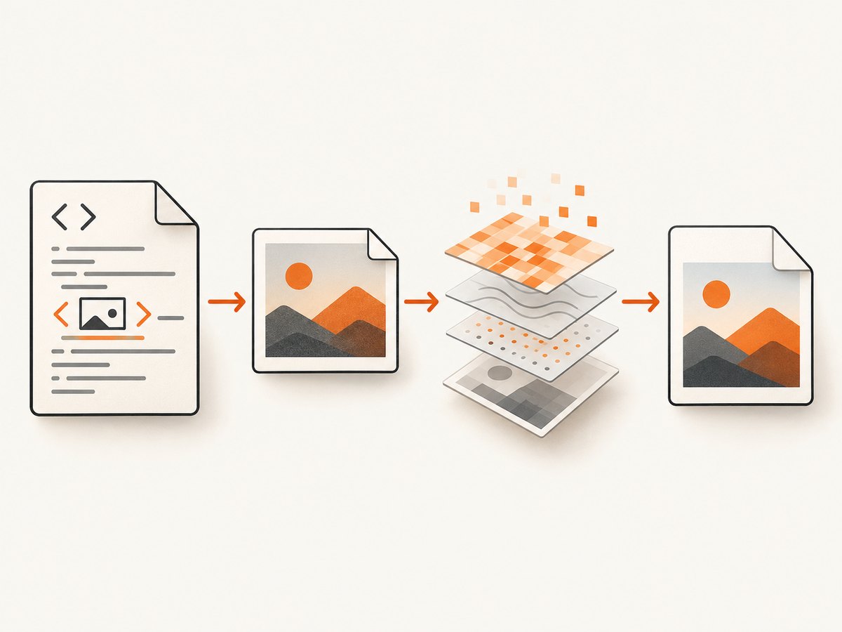 An HTML image can be downloaded and decoded independently from the page that references it.