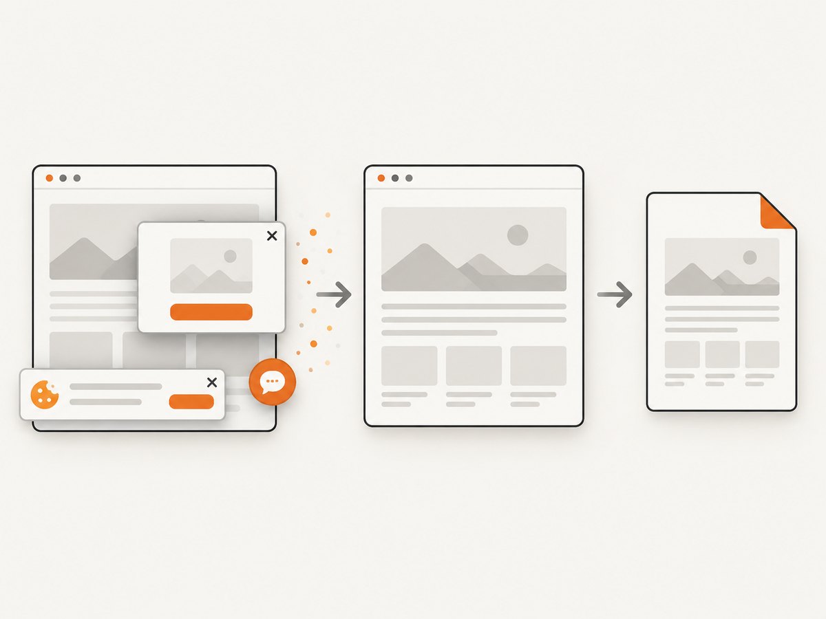 Consent banners and overlays can change what appears in an automated capture.