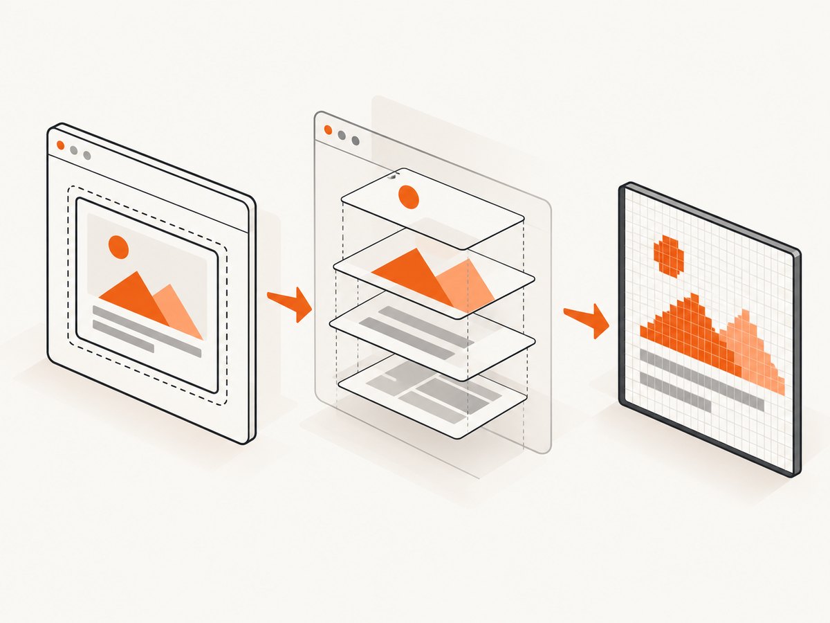 Same-origin capture reconstructs the iframe DOM and styles into a canvas.