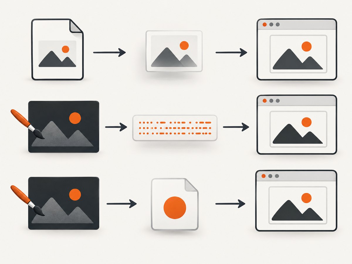 A file preview, inline data image, and Blob URL solve different image-handling needs.