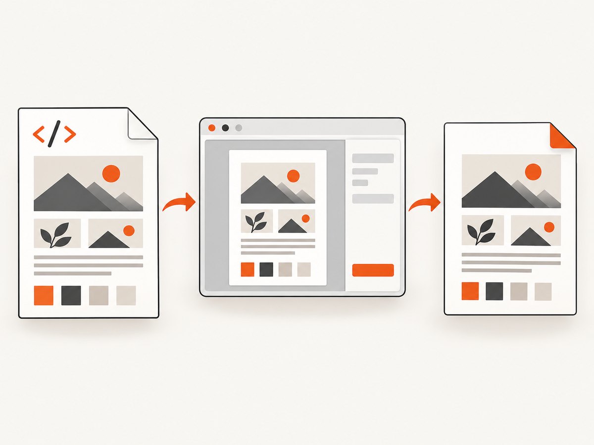 The local file is rendered first, then Chrome’s print preview creates the PDF.