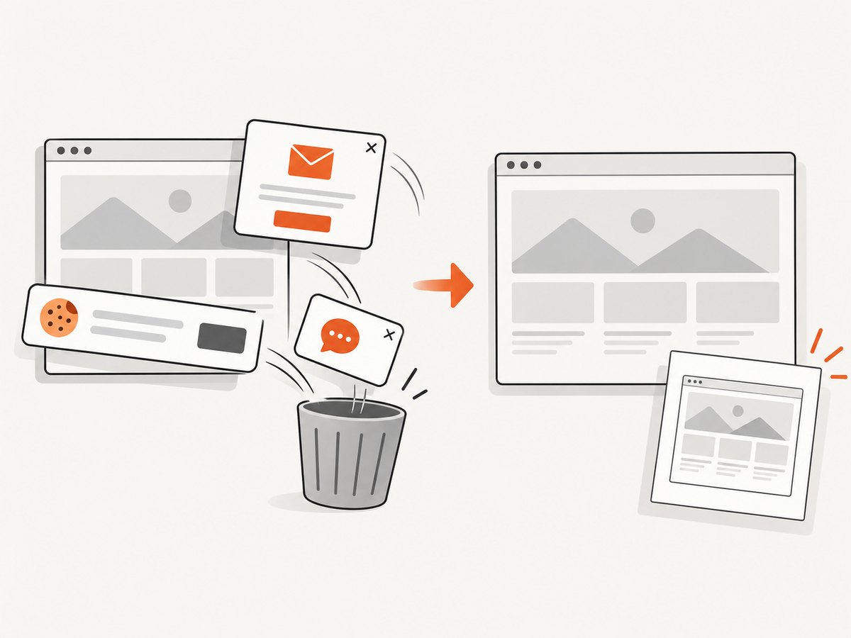 A clean capture removes obstructing consent and overlay elements before the image is billed.