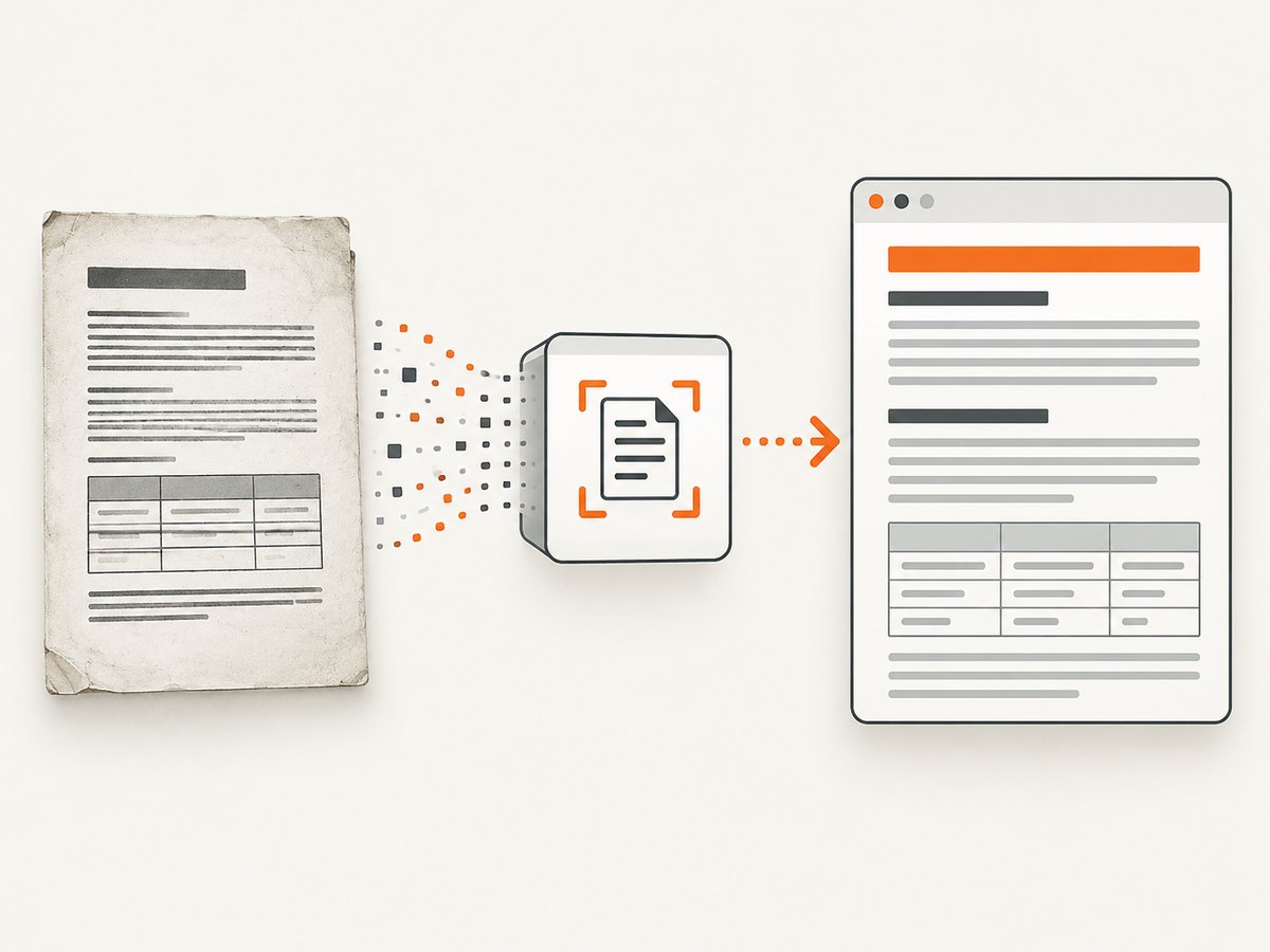 Scanned PDFs need OCR and a manual structure check before the HTML is publishable.
