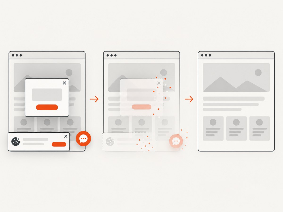 ScreenshotNeo removes common overlays before capturing a webpage.