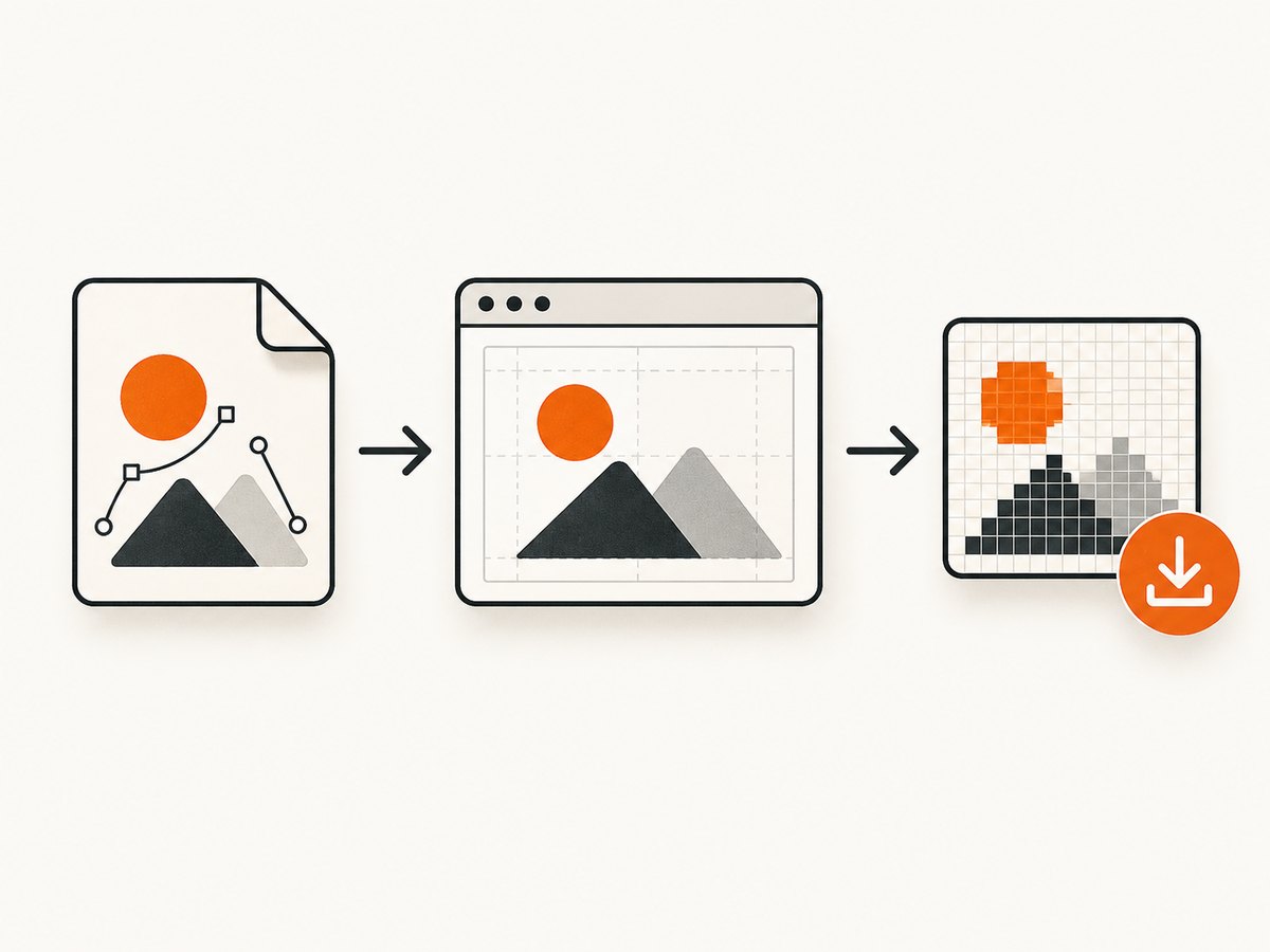 The browser loads the SVG, rasterizes it on a canvas, and exports the canvas pixels as a PNG.