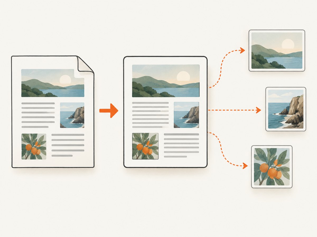 Converting a page and extracting embedded pictures are different operations.