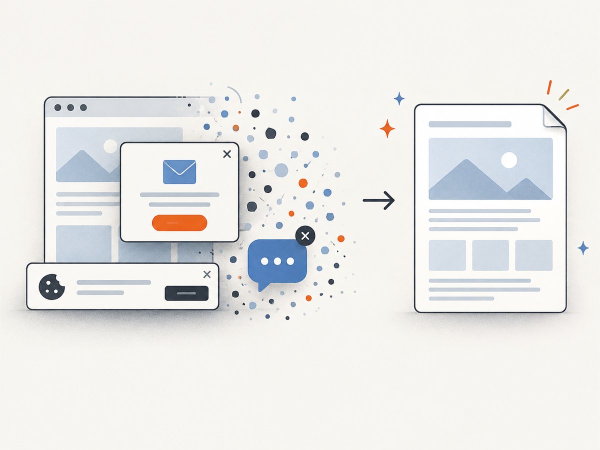 A web page is rendered, cleaned, and formatted into a paginated PDF.