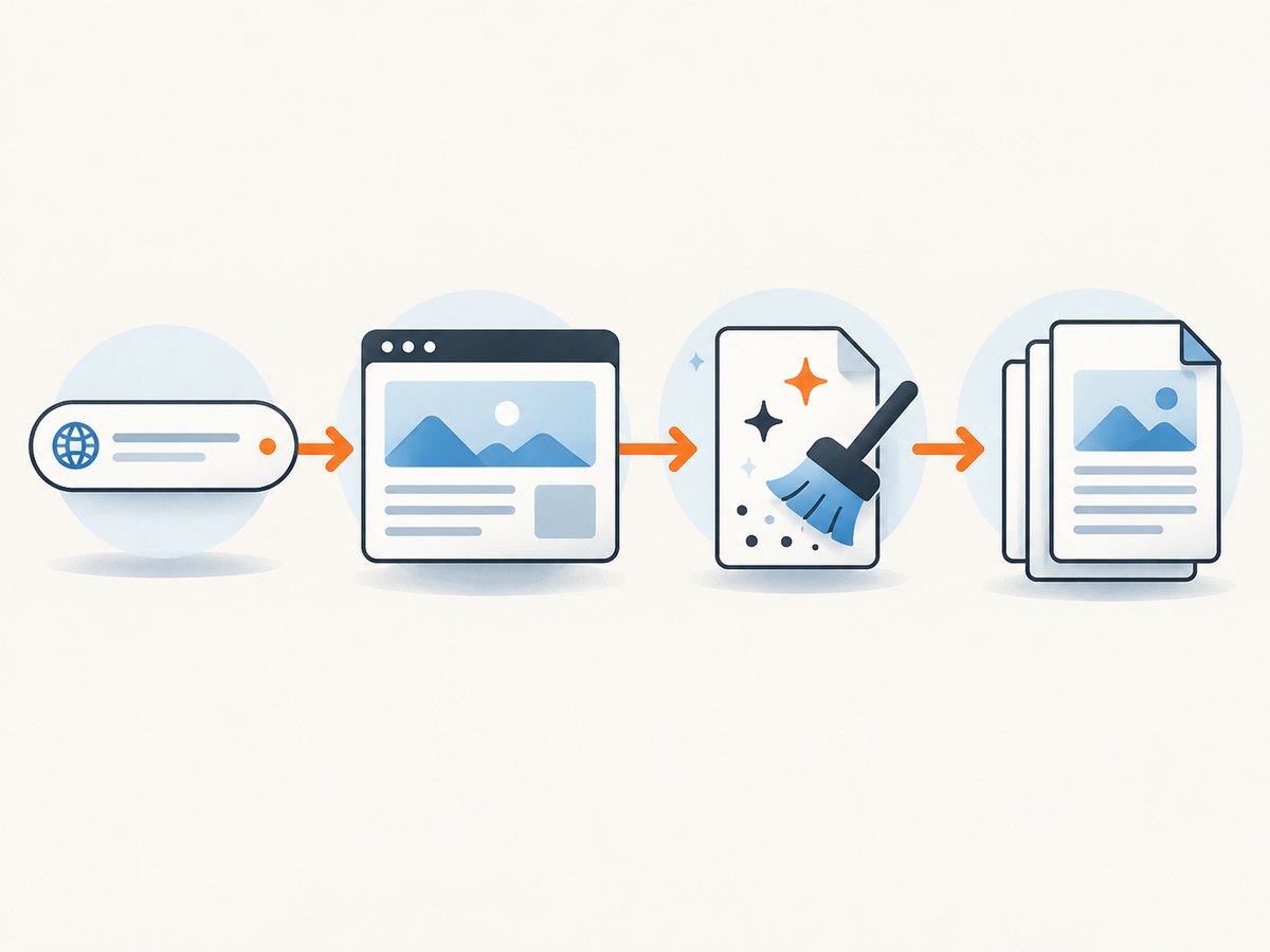 Consent banners and floating widgets can be removed before capture.