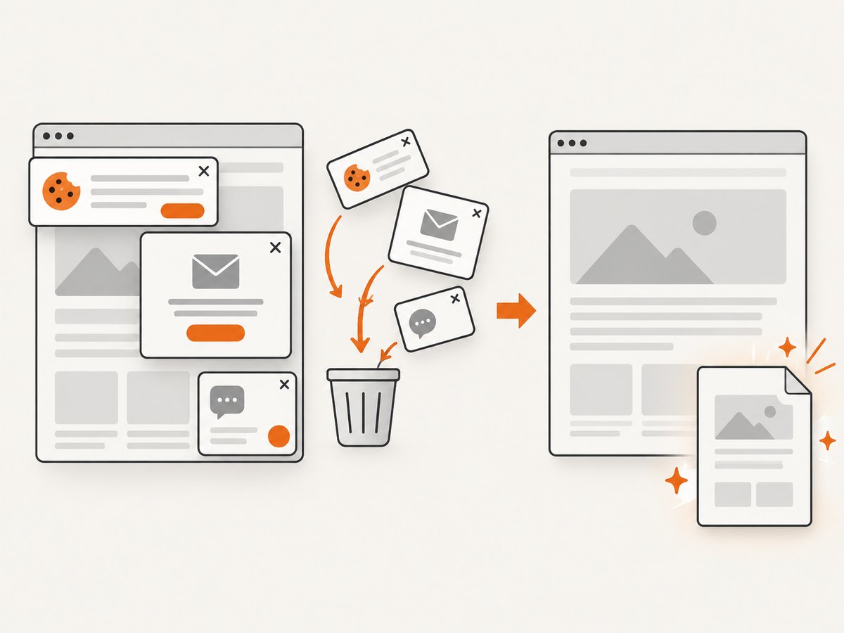 Consent banners and overlays can be removed before a hosted capture.