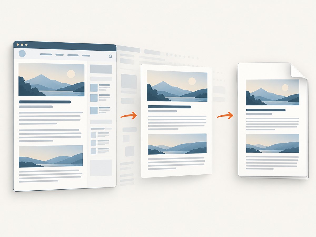 Print CSS or a dedicated print view can keep navigation and sidebars out of the PDF.