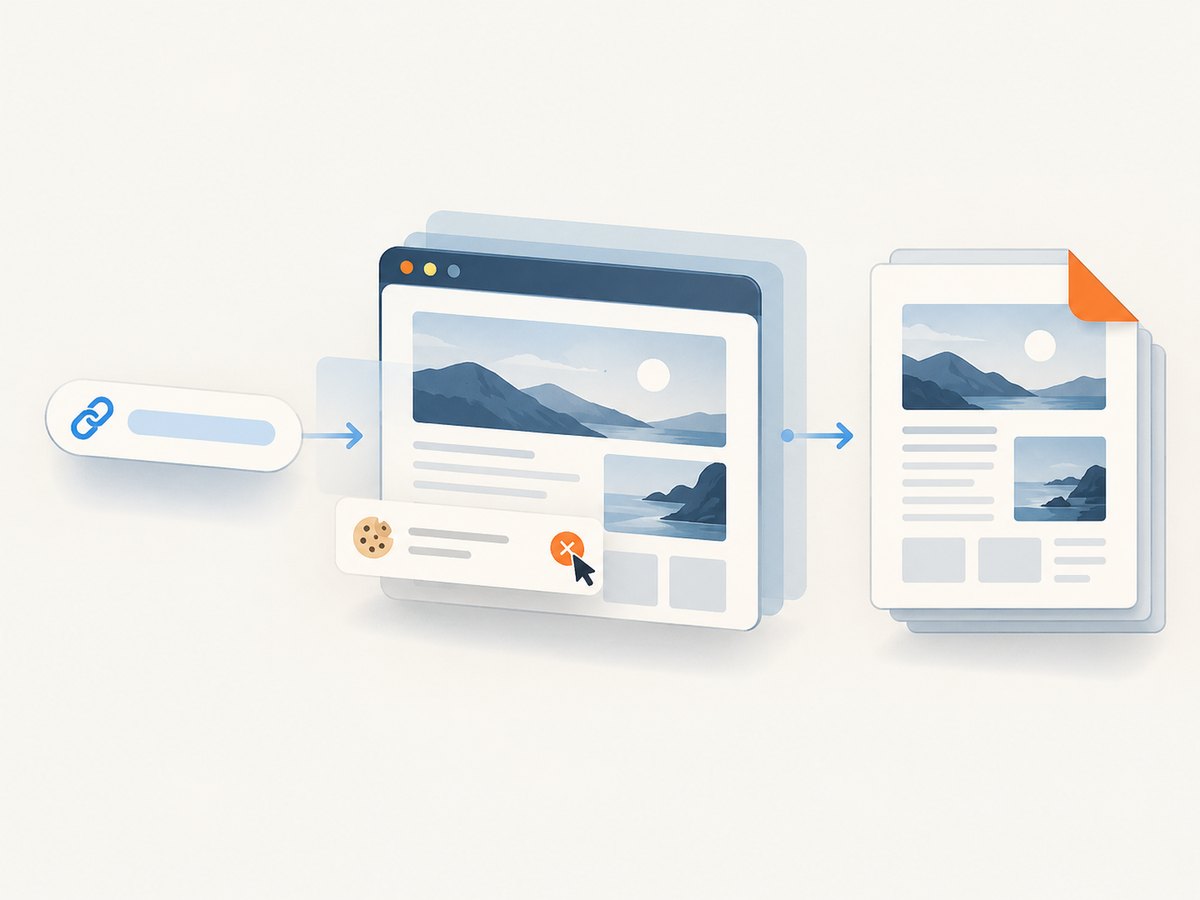 A capture workflow renders the page before returning a PDF artifact.