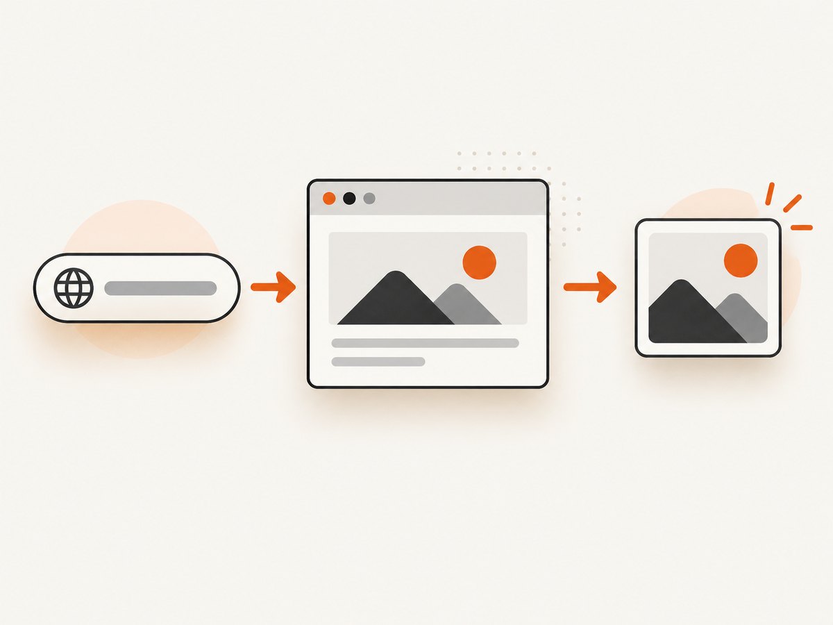 A URL-to-image workflow renders a page and returns an image file.