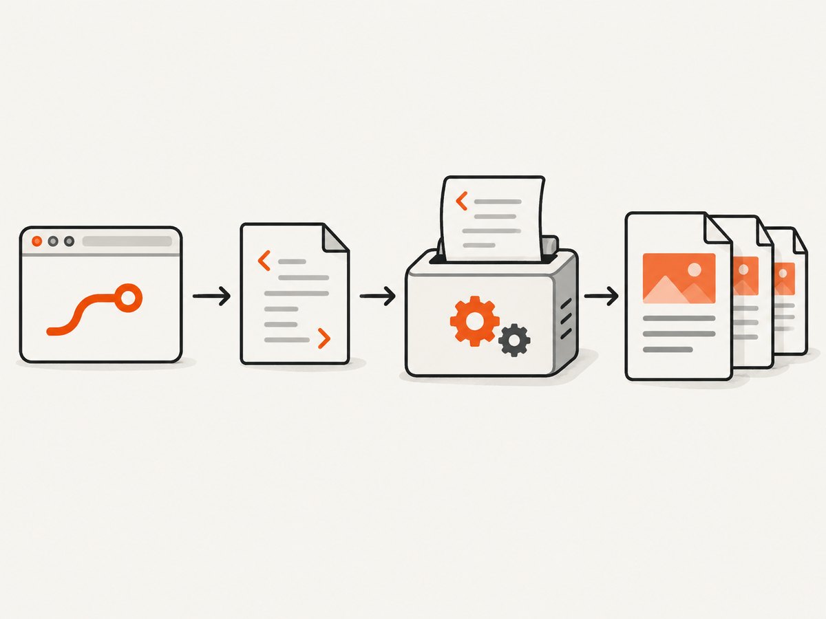 A Flask route passes rendered HTML to a PDF engine before returning the document.
