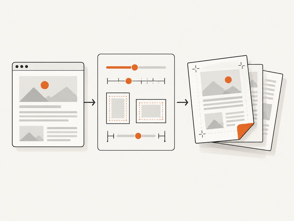 Print preview lets you correct scale, margins, orientation, and page breaks before saving.