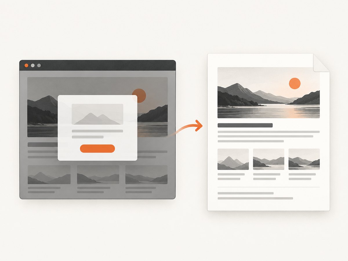 Check the page and its overlays before creating the PDF so the saved document contains the sections you need.