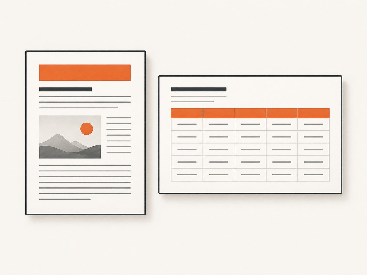Orientation, scale, and margins determine whether wide content fits the PDF page.