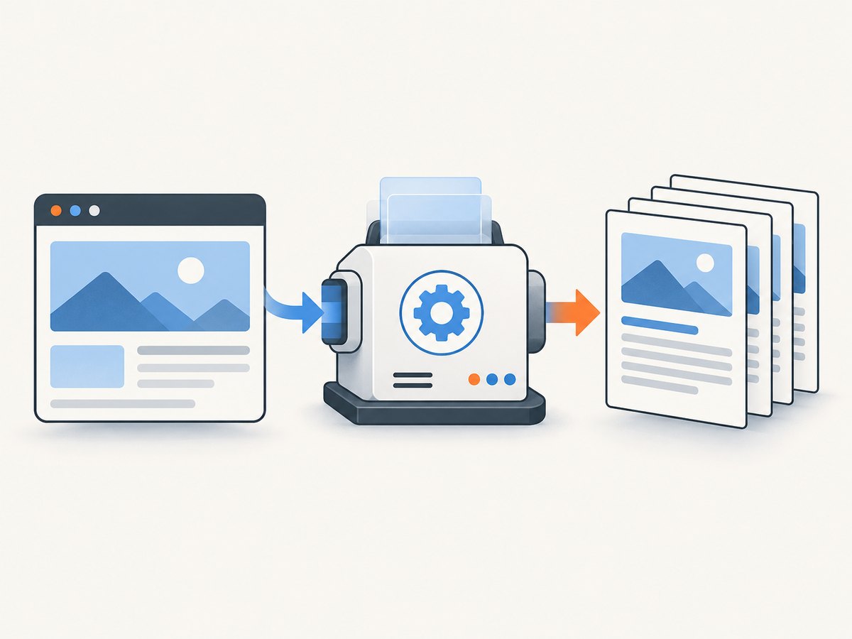 A webpage capture becomes a PDF snapshot before any editing step.