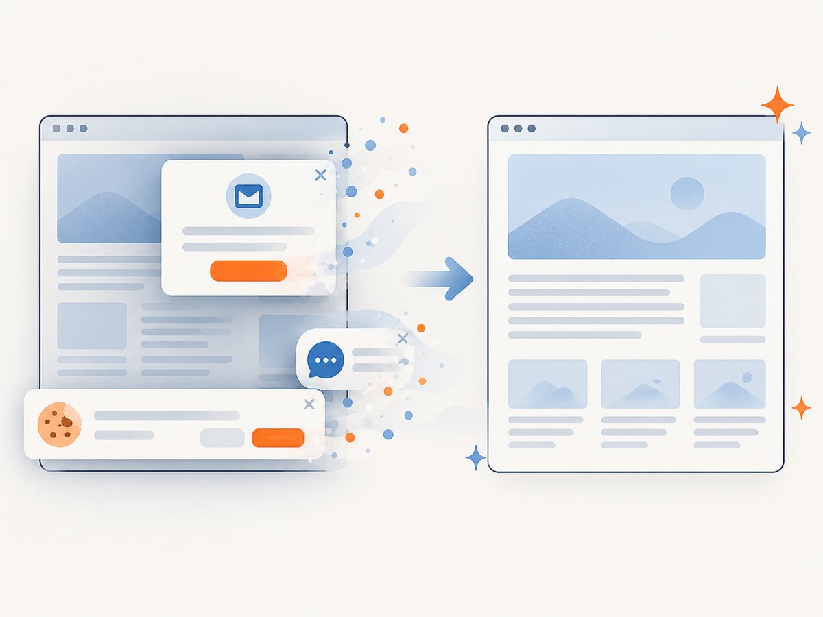 Consent prompts and overlays can be removed before an automated capture.